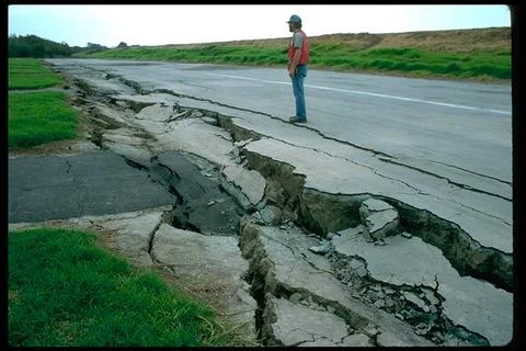 Ground shaking triggered liquefaction in a subsurface layer of water-satura.. Stock Photos