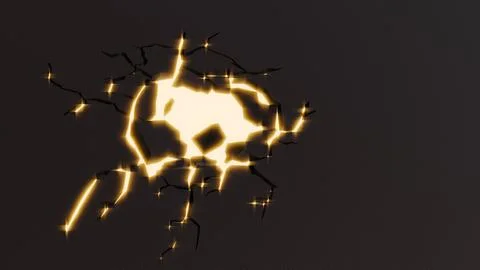 A "ground shatter" effect with orange glow erupts from the central crater イラスト素材