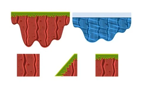 Ground, soil, ice, grass, surface, gaming environment, landscape elements Stock Illustration