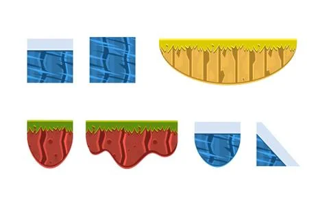 Ground, soil, ice surface, gaming environment, landscape elements, assets for Illustrazione stock