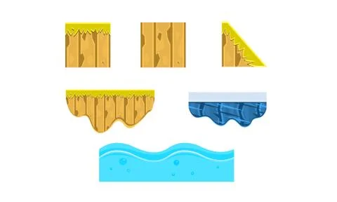 Ground, soil, ice, water, surface, gaming environment, landscape elements Illustrazione stock