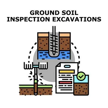 Ground soil inspection excavation engineering activities Stock Illustration
