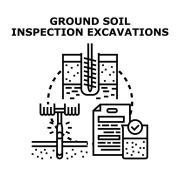 Ground soil inspection excavation engineering activities Stock Illustration