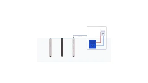 Ground Source Geothermal Heat Pump Multi Borehole Array Schematic for Susta.. Video stock 347696521