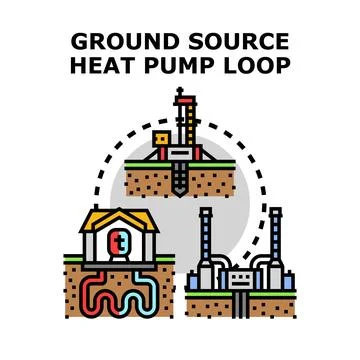 Ground source heat pump loop concept illustration Illustrazione stock