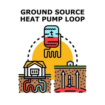 Ground source heat pump loop system concept Ilustração Stock