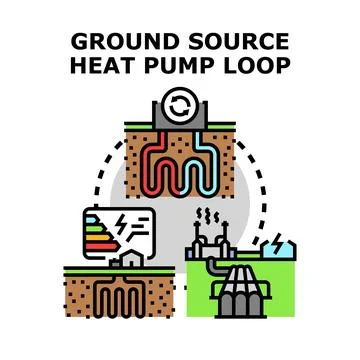 Ground source heat pump loop concept system 스톡 일러스트