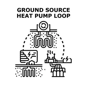 Ground source heat pump loop concept system Ilustração Stock