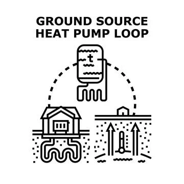 Ground source heat pump loop system concept Ilustração Stock