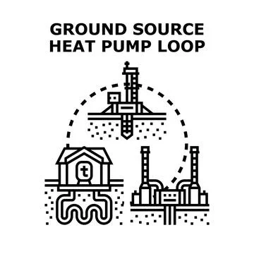 Ground source heat pump loop concept illustration Stock Illustration