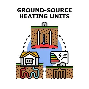 Ground source heating geothermal energy system concept Stock Illustration