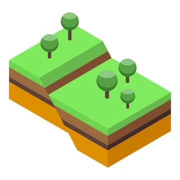 Ground splitting with trees showing soil layers after earthquake disaster Stock Illustration
