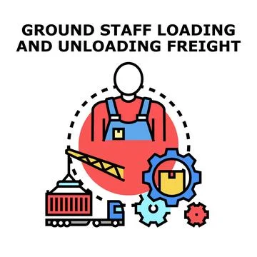 Ground staff ensuring efficient freight logistics operations 库存插图