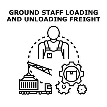 Ground staff ensuring efficient freight logistics operations 库存插图