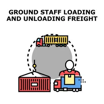 Ground staff loading and unloading freight cargo Stock Illustration