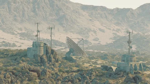 Ground station array with multiple antennas and telemetry focus 库存影片 343614575
