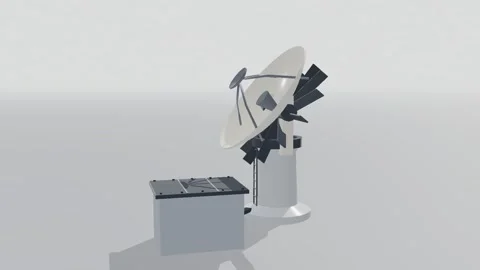 Ground station space tech 3d loop white background 3D animation seamless loop Stock Footage 341851466