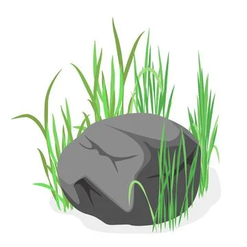 Ground stone with grass Illustrazione stock