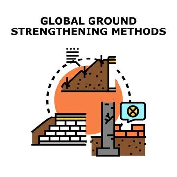 Ground strengthening methods for civil engineering construction Stock Illustration