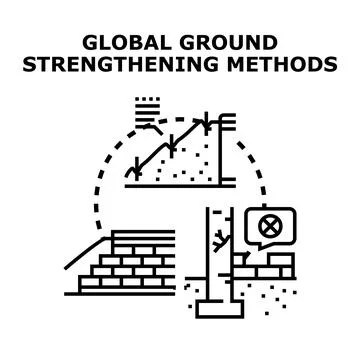 Ground strengthening methods for civil engineering construction Stock Illustration