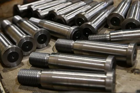 Ground studs with thread and tapered shaft. Stock Photos