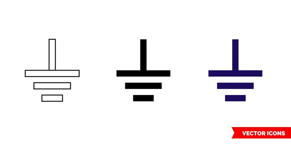 Ground symbol icon of 3 types color, black and white, outline. Isolated vecto Stock Illustration