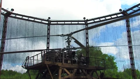 Ground tests of helicopter gearbox VR-252 after repair. Engines of TV3-117. Stock Footage 130646085