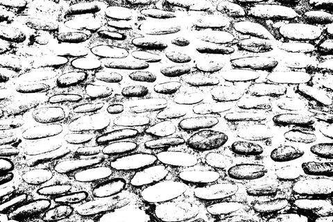 A ground texture created from round, smooth-surfaced stones. An abstract, bla Stock Illustration