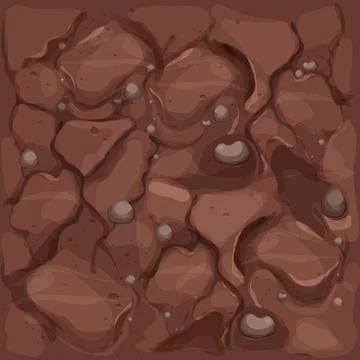 Ground texture, soil top view in cartoon style with stones and texture seamless Illustrazione stock