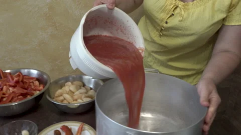 Ground tomatoes for sauce Stock Footage 237684089