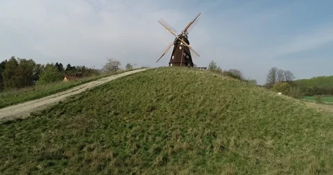 From the ground towards old windmill Video stock 106886882