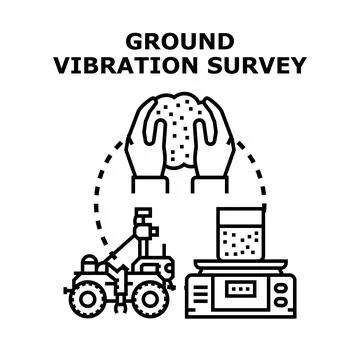 Ground vibration survey concept for geotechnical research Illustrazione stock