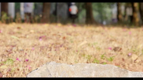 Ground View with Blurred Runner in Background for Mindfulness Background Use Video stock 327801767