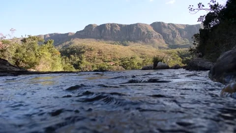 Ground view from Cachoeira do Quilombo, serra da Canastra, Minas Gerais, Brazil Stock Footage 154812502