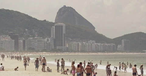 Ground view at Copacabana Beach Stock Footage 64863716