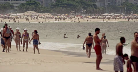 Ground view at Copacabana Beach Stock Footage 64863732