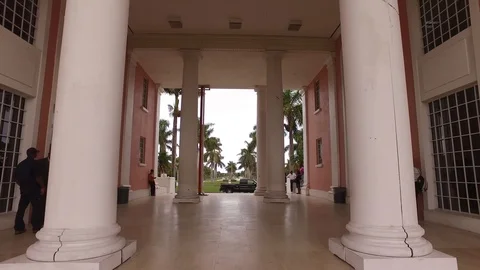 Ground View of Freeport Courthouse, Grand Bahama Bahamas Stock Footage 99379006