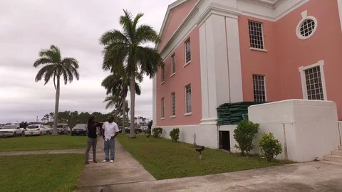 Ground View of Freeport Courthouse, Grand Bahama Bahamas Stock Footage 99379034
