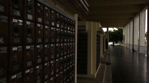 Ground View of Freeport Post Office in Downtown Freeport Bahamas Stock Footage 94566994