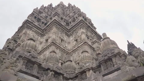 Ground view of Prambanan temple (candi prambanan). The largest Hindu temple site Stock Footage 248887142