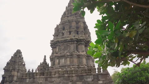 Ground view of Prambanan temple (candi prambanan). The largest Hindu temple site Stock Footage 248887164