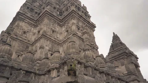 Ground view of Prambanan temple (candi prambanan). The largest Hindu temple site Stock Footage 248887410