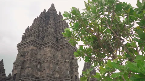 Ground view of Prambanan temple (candi prambanan). The largest Hindu temple site Stock Footage 248887846