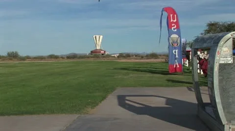 Ground View of Skydiver Landing Stock-Footage 19160629