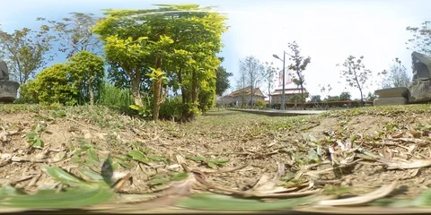 Ground View with Temple Background -360 VR Stock Footage 86191744