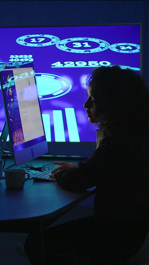 Groundbreaking Innovative Technology Engaging in Data Analysis and Video stock 295232462