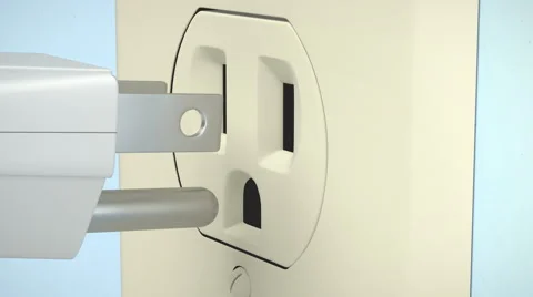 A grounded  pronged plug is inserted into a receptacle Stock Footage 62200492