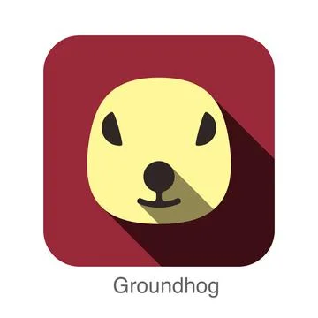 Groundhog animal face flat design Stock Illustration