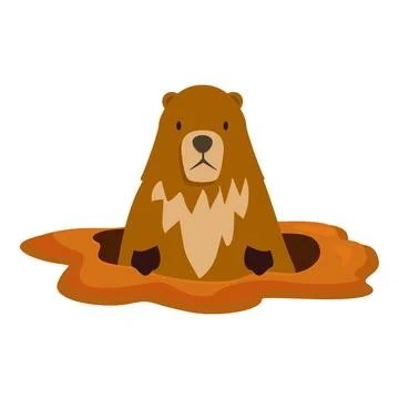 Groundhog coming out of its burrow on groundhog day Stock Illustration