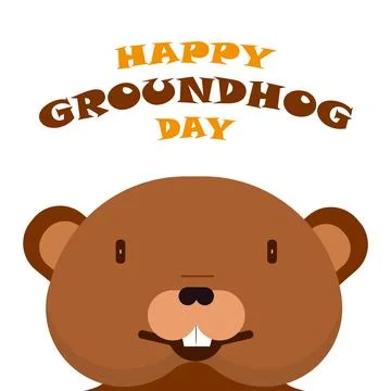 Groundhog day face with typography Stock Illustration